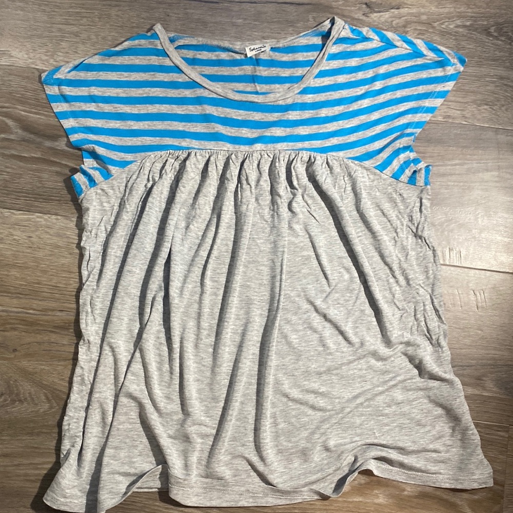 Splendid Tshirt in Gray with Blue Stripes
